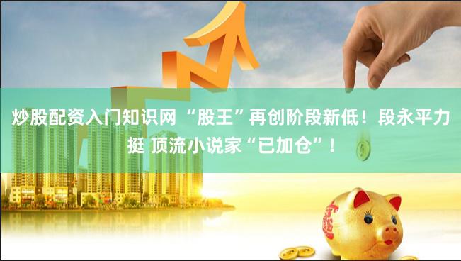 炒股配资入门知识网 “股王”再创阶段新低！段永平力挺 顶流小说家“已加仓”！